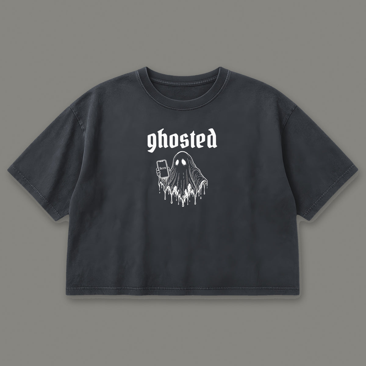 Ghosted Cropped Baby Tee in black, front view