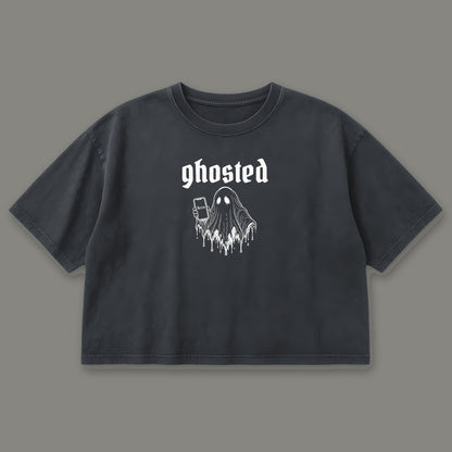 Ghosted Cropped Baby Tee in black, front view