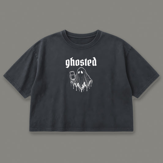 Ghosted Cropped Baby Tee in black, front view
