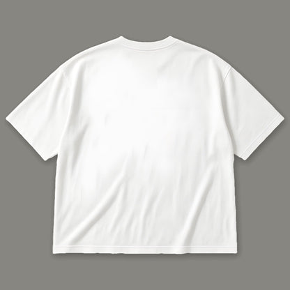 Inner Child Men's Oversized Tee - White by Trauma Dump, oversized goth tee back view, plain white back