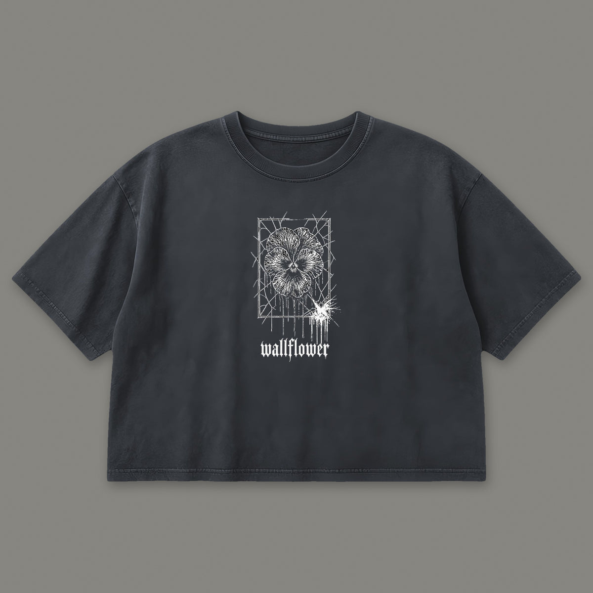 Wallflower Cropped Baby Tee in black, front view