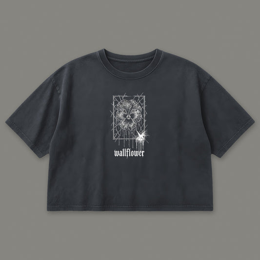 Wallflower Cropped Baby Tee in black, front view